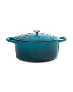 Crock Pot Artisan 5 Quart Round Enameled Cast Iron Dutch Oven in Teal Ombre