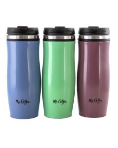 Mr. Coffee 12.5 Ounce Stainless Steel Insulated Thermal Travel Mug Set of 3