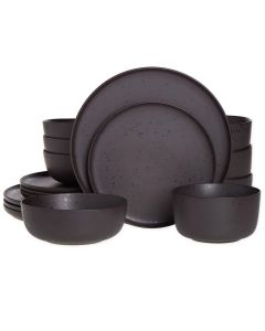 Studio 3B Mio 16 Piece Stoneware Dinnerware Set in Pepper With Reactive Glaze