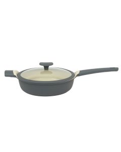 Oster Rooney 4.1 Quart Ceramic Nonstick Cast Aluminum Saute Pan with Lid in Grey