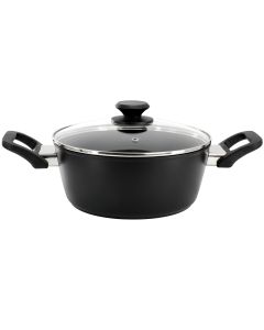 Oster Connelly 4 Quart Textured Nonstick Aluminum Dutch Oven with Lid in Black