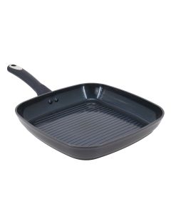 Oster Hawke 11 Inch Square Ceramic Nonstick Aluminum Grill Pan in Dark Blue