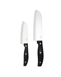 Oster Granger 2 Piece Stainless Steel Santoku Knife Set with Black Handles