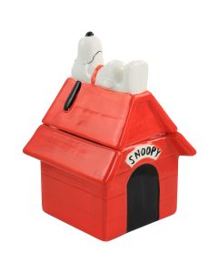 Gibson Peanuts Classic Snoopy Dog House Durastone 11.2in Cooke Jar in Red