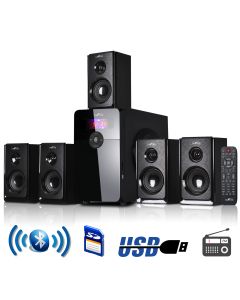 beFree Sound 5.1 Channel Surround Sound Bluetooth Speaker System in Black
