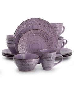 Elama Malibu Mica 16-Piece Stoneware Dinnerware Set in Purple