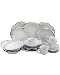 Elama Fleur De Lys 20-Piece Dinnerware Set in White