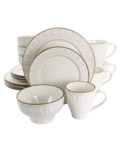 Gibson Elite Golden Halo 16 Piece Stoneware Dinnerware Set