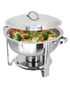 MegaChef 3.7 Quart Round Stainless Steel Professional Chafing Dish/Food Warmer/Buffet Server Serving Trays