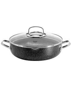 Korkmaz Galaksi Non Stick 9.5 Inch 2.8 Liter Low Casserole with Lid in Black