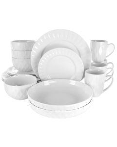 Elama Sienna 18 Piece Porcelain Dinnerware Set in White
