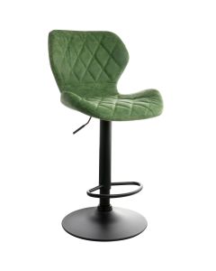 Elama Vintage Faux Leather Adjustable Bar Stool in Green with Black Base